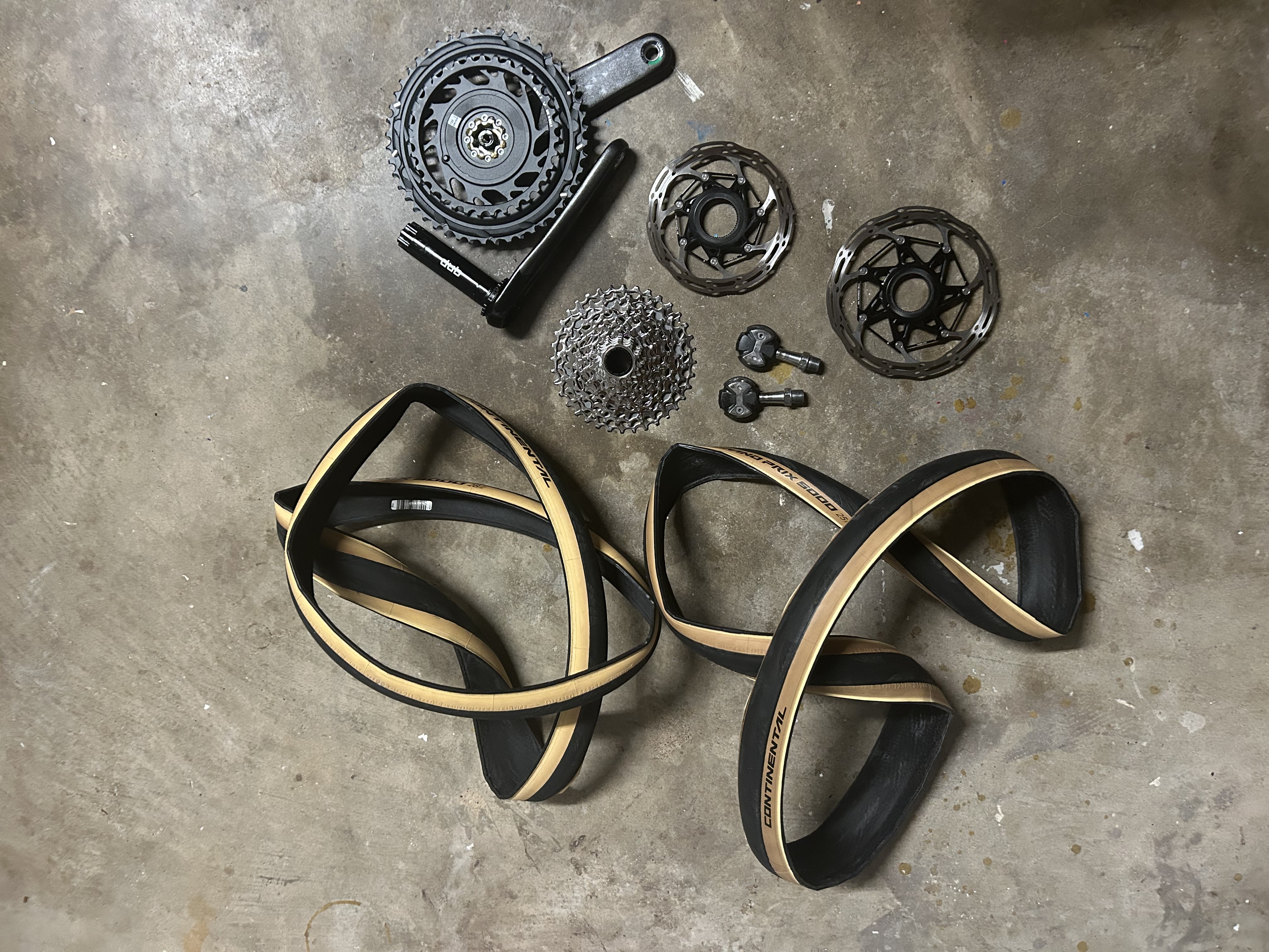 SRAM Crankset, Conti GP 5000s, Speedplay Pedals, SRAM Cassette, SRAM Rotors