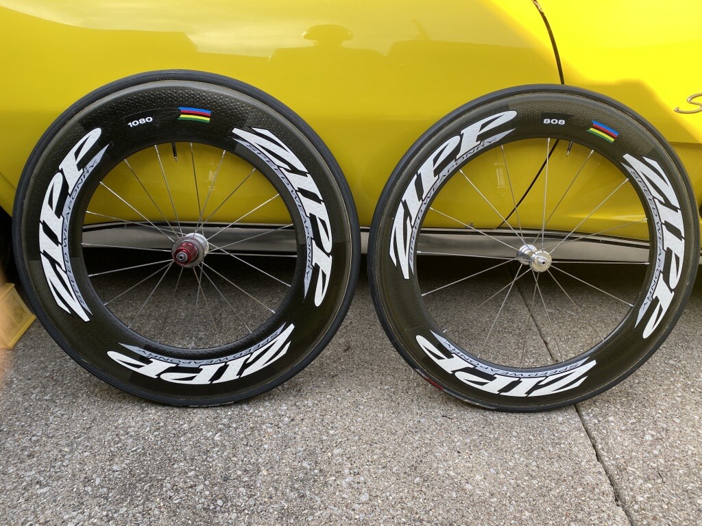 ZIPP Triathlon Ironman Race Wheels 808 Front 1080 Rear Tubular Wheelset 700c zip